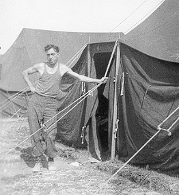 Dad outside tent